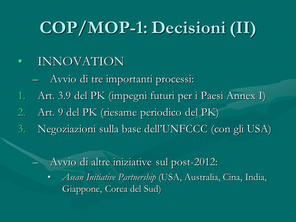 COP/MOP-1: Decisioni (II)