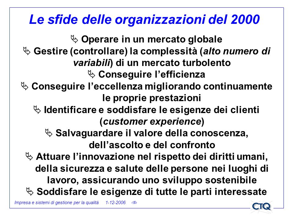 Le sfide delle organizzazioni del 2000