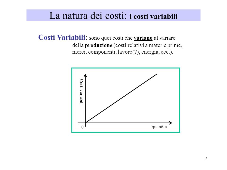 La natura dei costi: i costi variabili