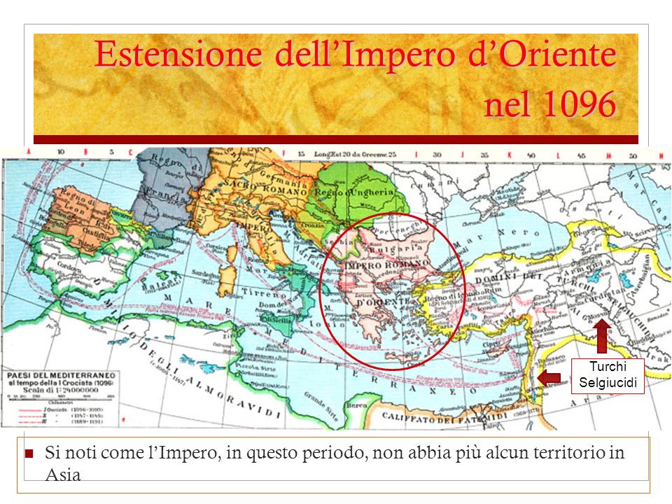 Estensione dell’Impero d’Oriente nel 1096