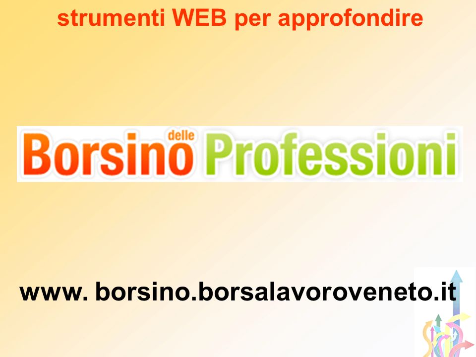 strumenti WEB per approfondire www. borsino.borsalavoroveneto.it
