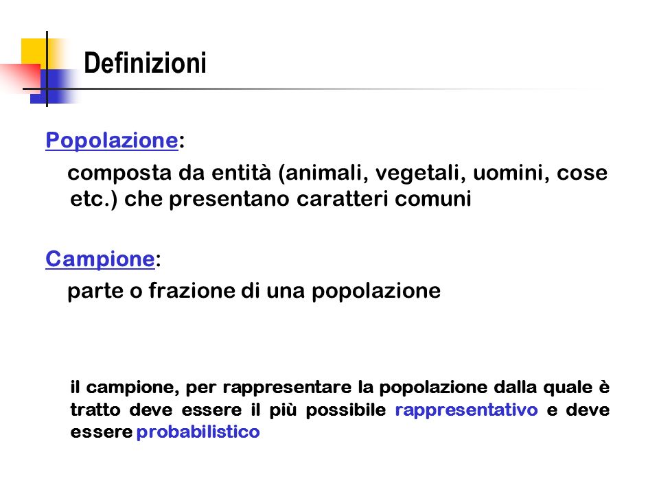 Definizioni Popolazione: