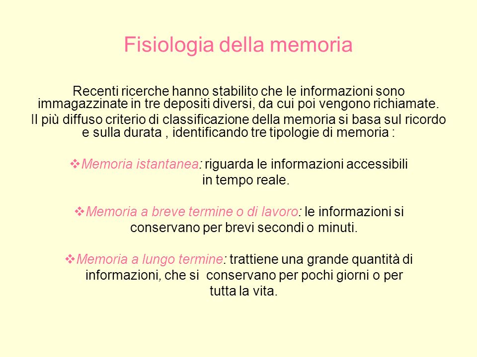 Fisiologia della memoria