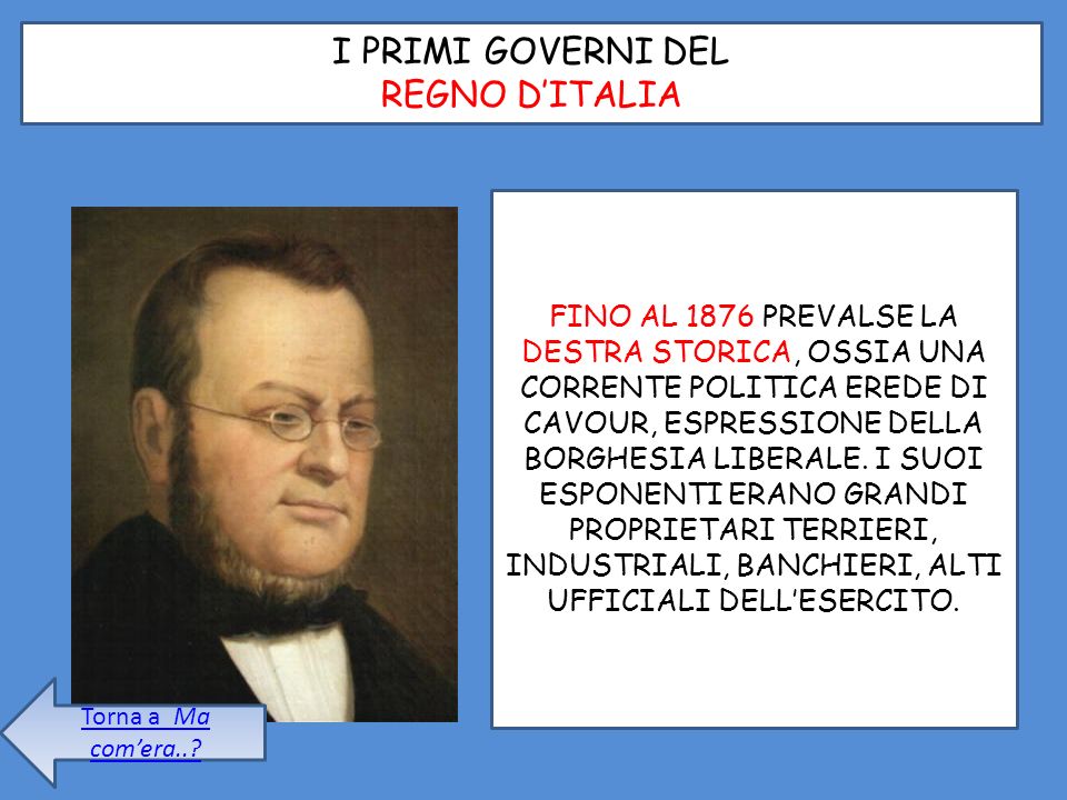 I PRIMI GOVERNI DEL REGNO D’ITALIA