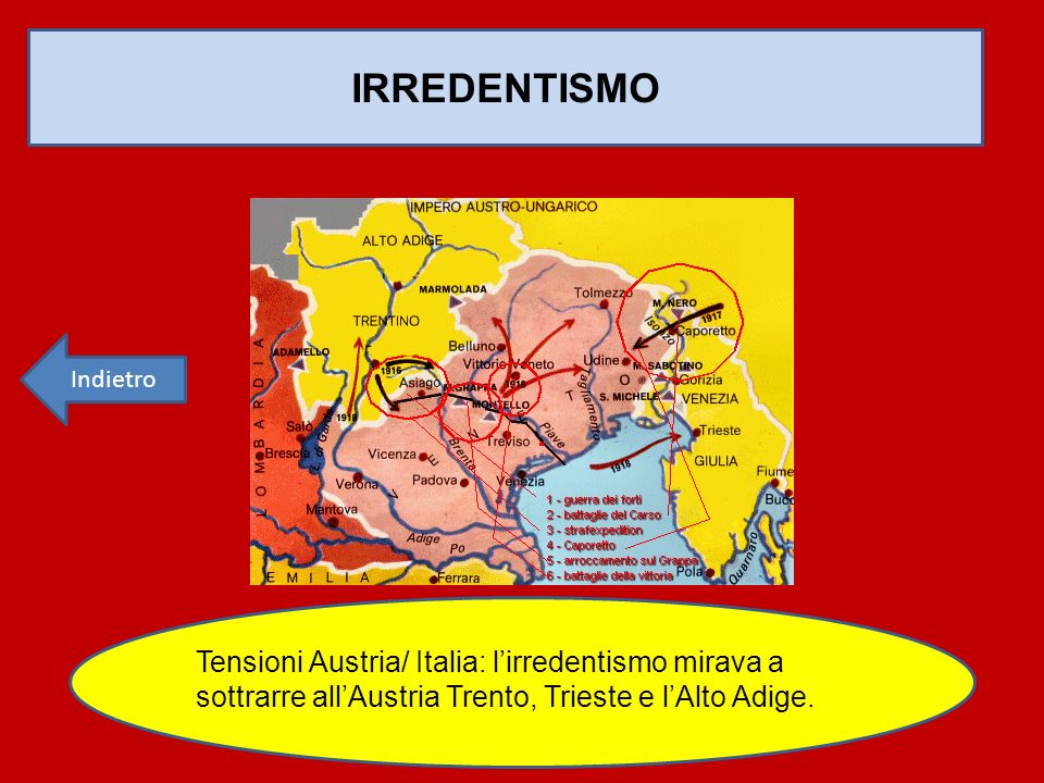 IRREDENTISMO Tensioni Austria/ Italia: l’irredentismo mirava a