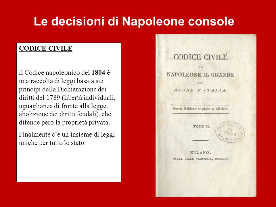 Le decisioni di Napoleone console
