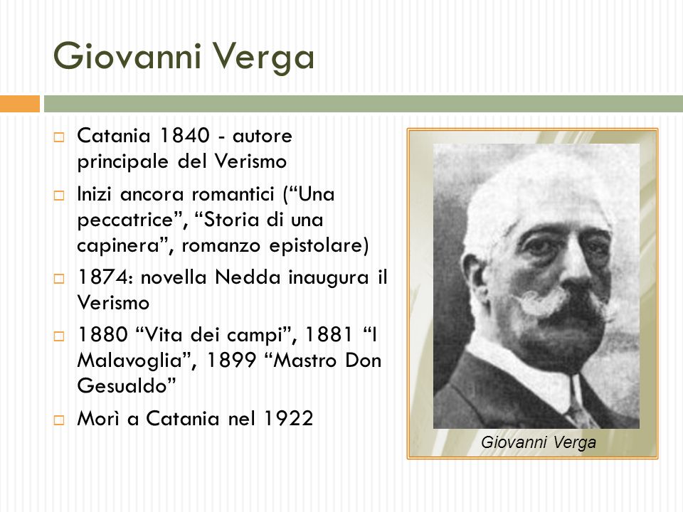 Giovanni Verga Catania autore principale del Verismo
