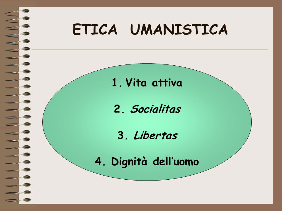 ETICA UMANISTICA Vita attiva 2. Socialitas 3. Libertas