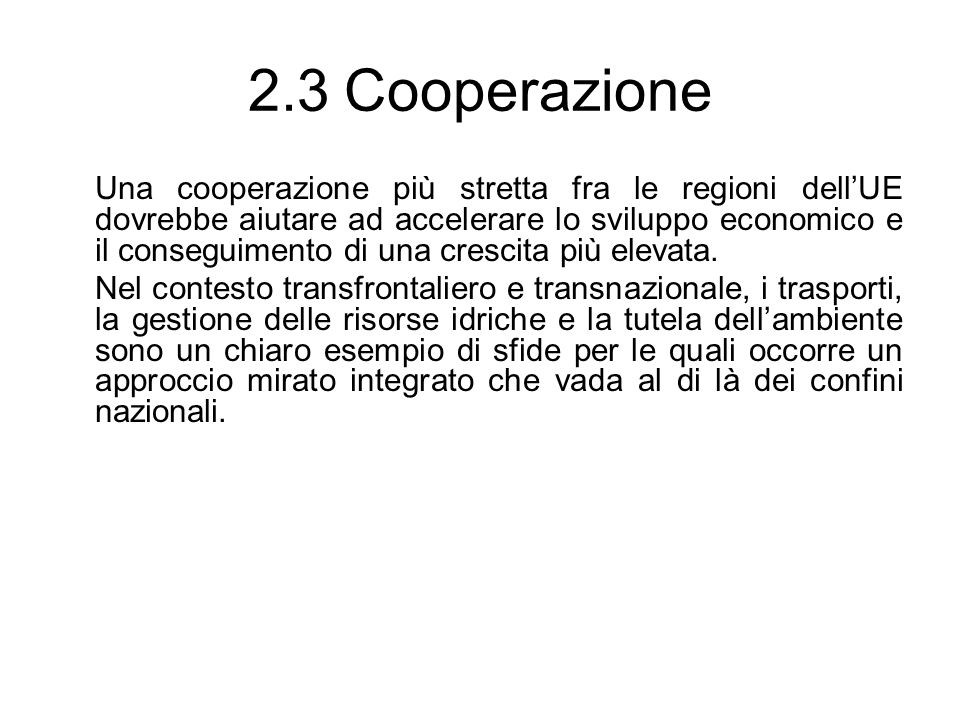 2.3 Cooperazione