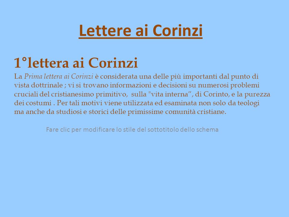 Lettere ai Corinzi 1°lettera ai Corinzi