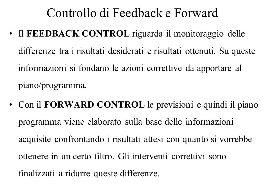 Controllo di Feedback e Forward
