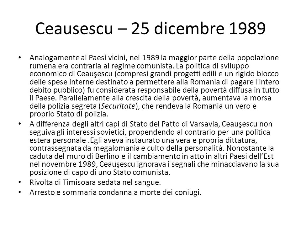 Ceausescu – 25 dicembre 1989