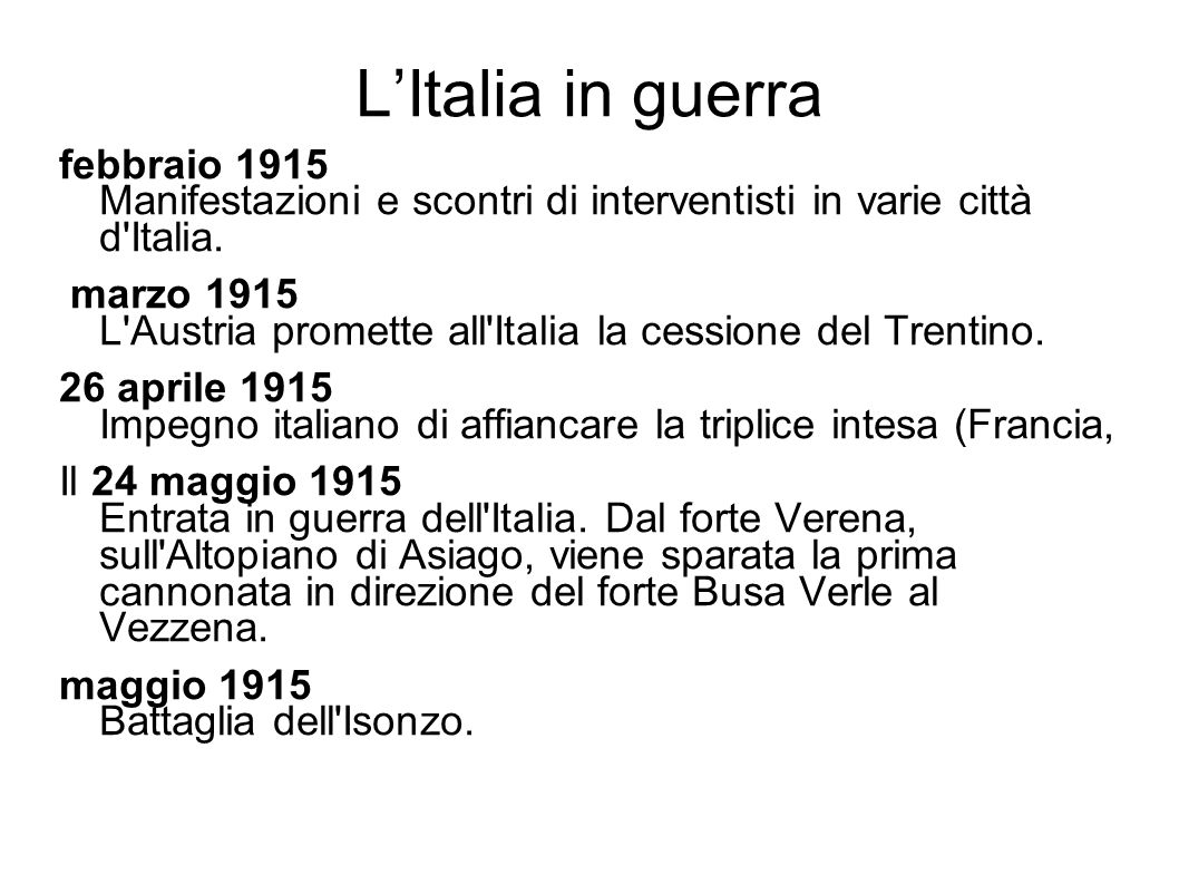 L’Italia in guerra febbraio 1915 Manifestazioni e scontri di interventisti in varie città d Italia.
