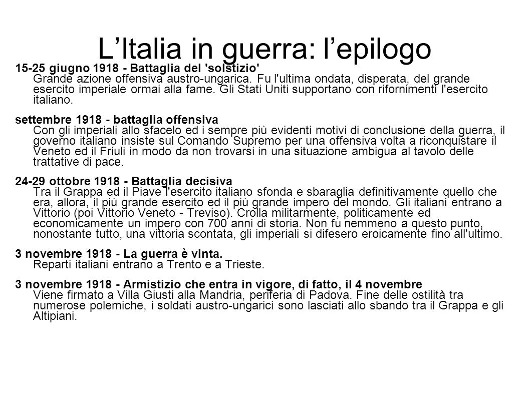 L’Italia in guerra: l’epilogo