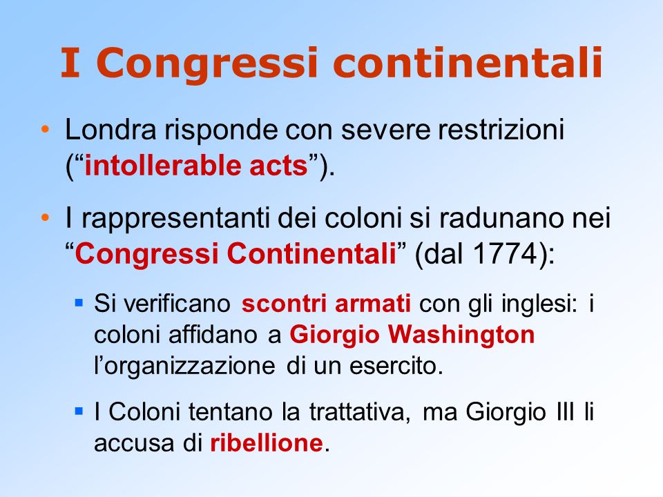 I Congressi continentali