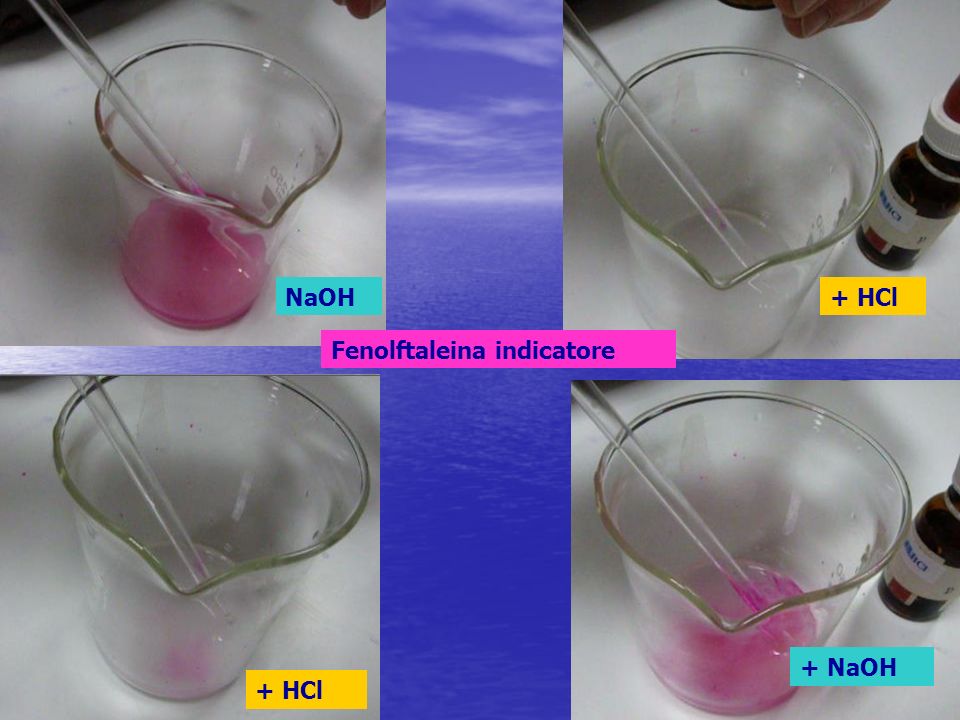 NaOH + HCl Fenolftaleina indicatore + NaOH + HCl