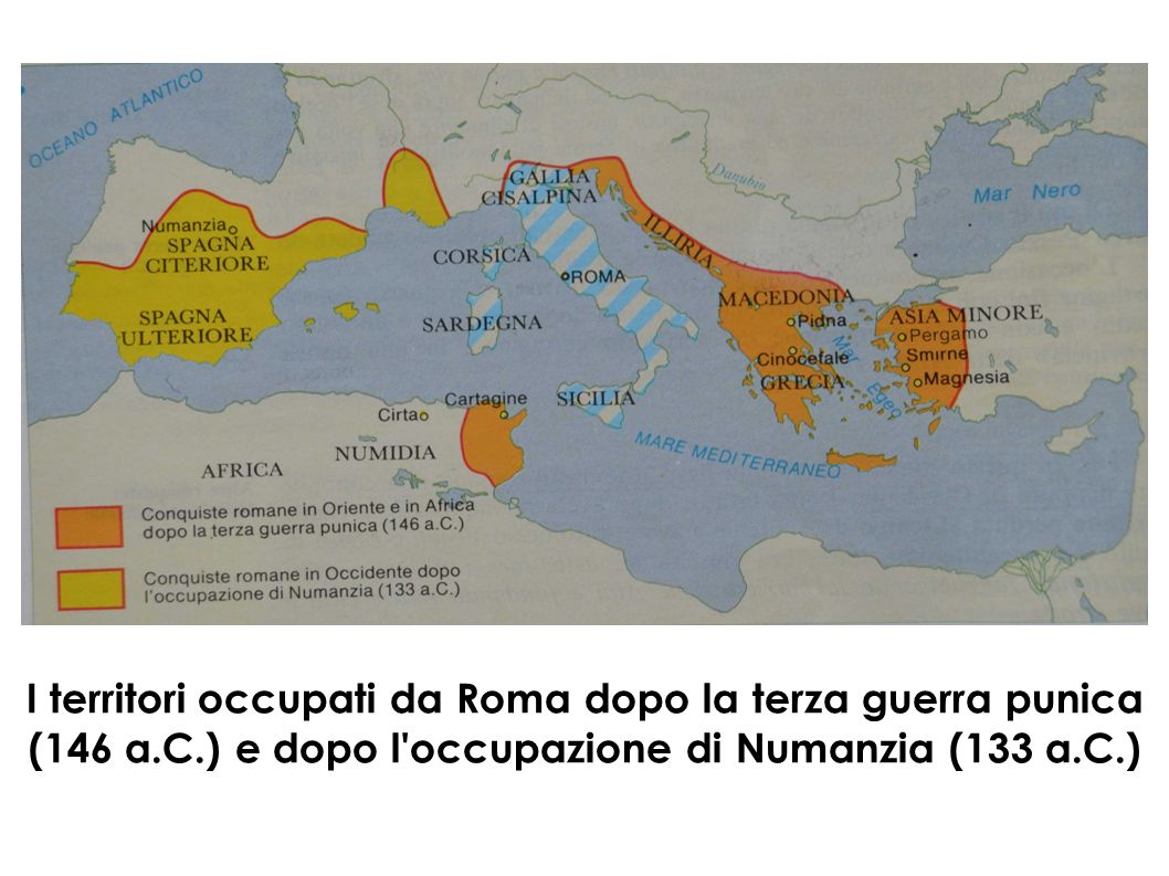 I territori occupati da Roma dopo la terza guerra punica (146 a. C