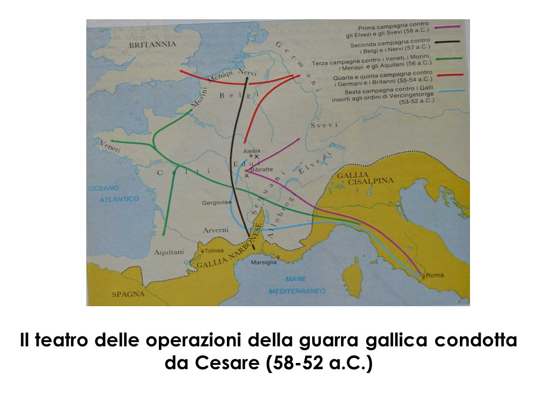 Il teatro delle operazioni della guarra gallica condotta da Cesare (58-52 a.C.)