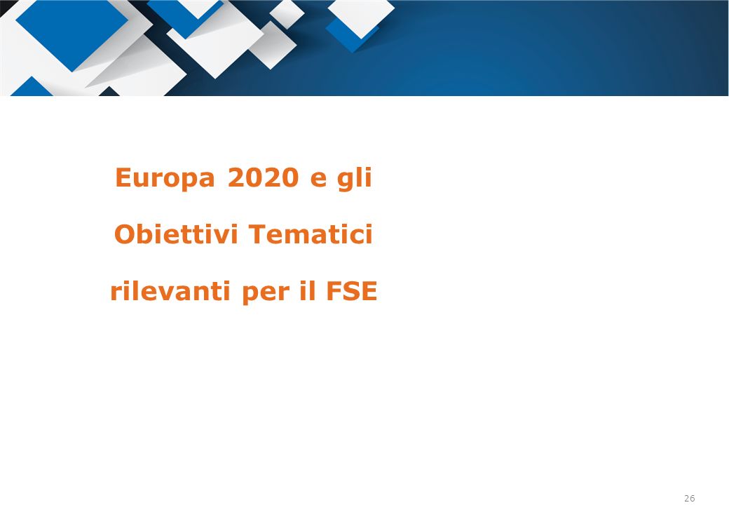 Europa 2020 e gli Obiettivi Tematici rilevanti per il FSE