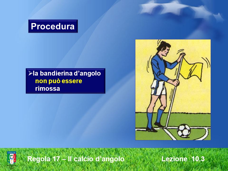 Procedura Regola 17 – Il calcio d’angolo Lezione 10.3
