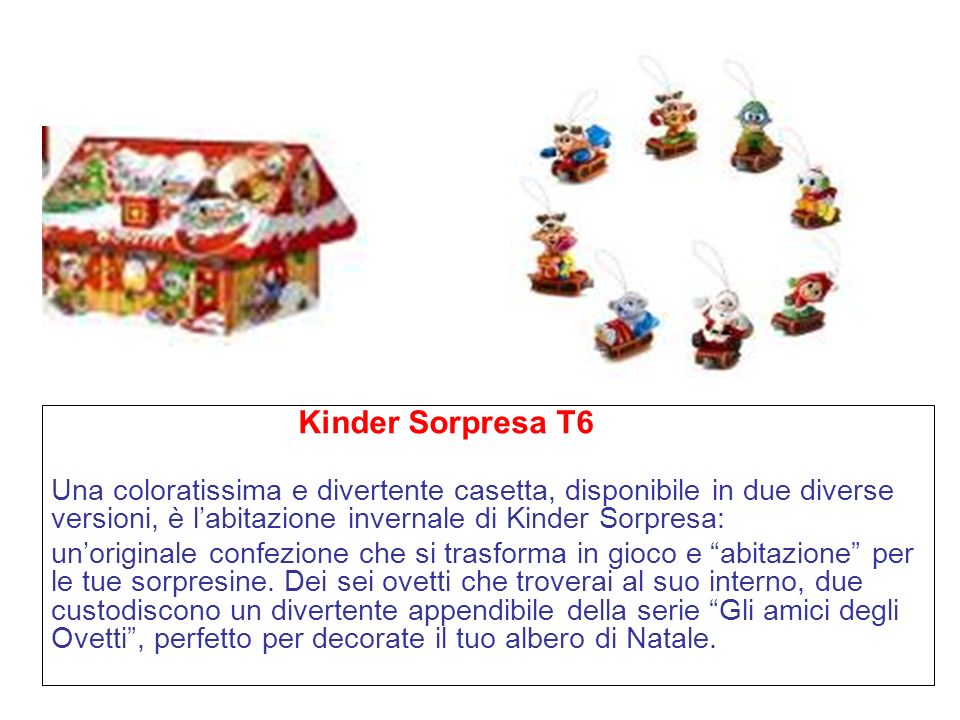 Kinder Sorpresa T6 Una coloratissima e divertente casetta, disponibile in due diverse versioni, è l’abitazione invernale di Kinder Sorpresa: