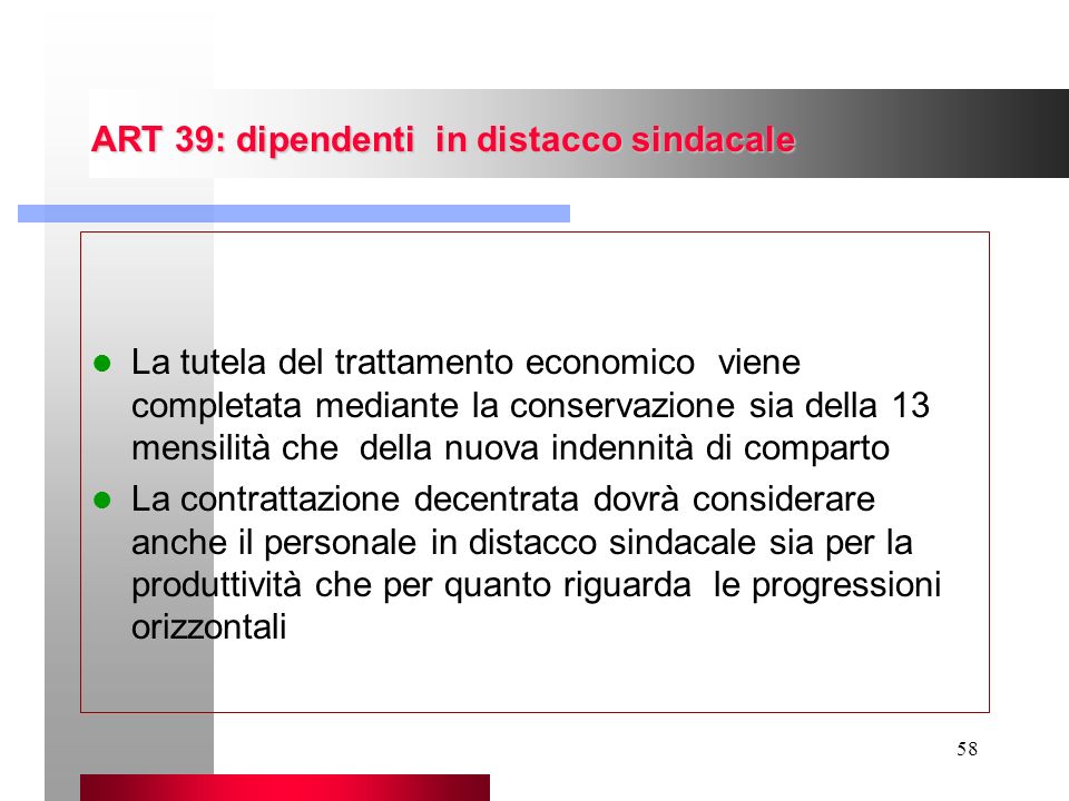 ART 39: dipendenti in distacco sindacale