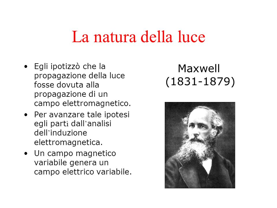 La natura della luce Maxwell ( )