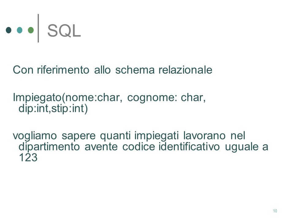 SQL Con riferimento allo schema relazionale