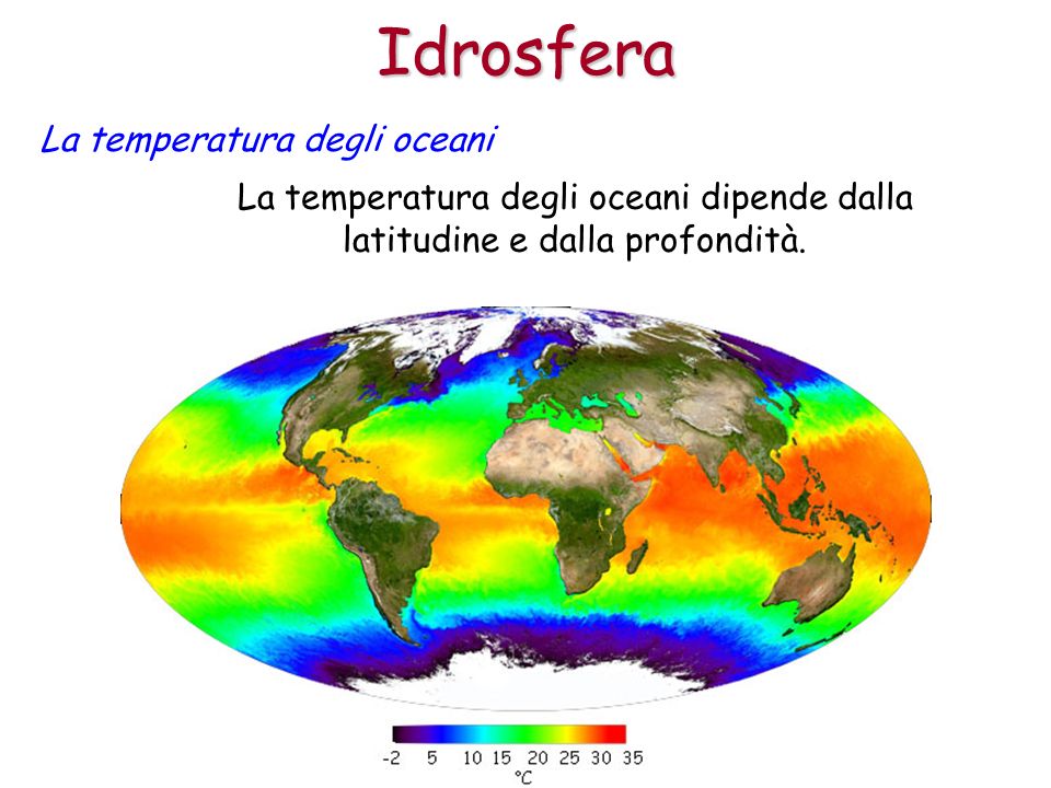 Idrosfera La temperatura degli oceani