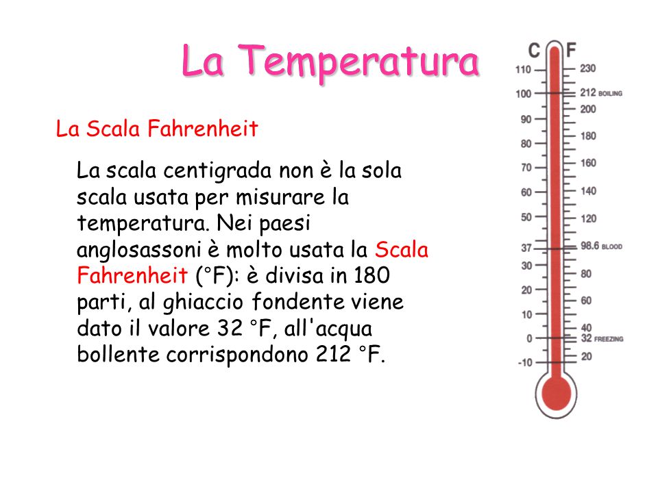 La Temperatura La Temperatura La Scala Fahrenheit