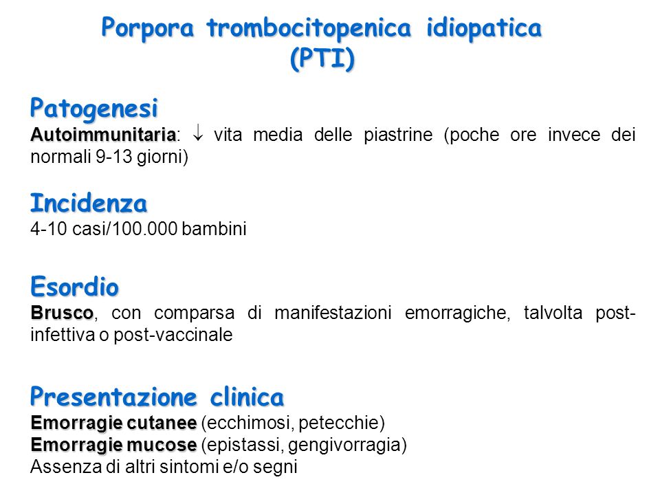 Porpora trombocitopenica idiopatica (PTI)