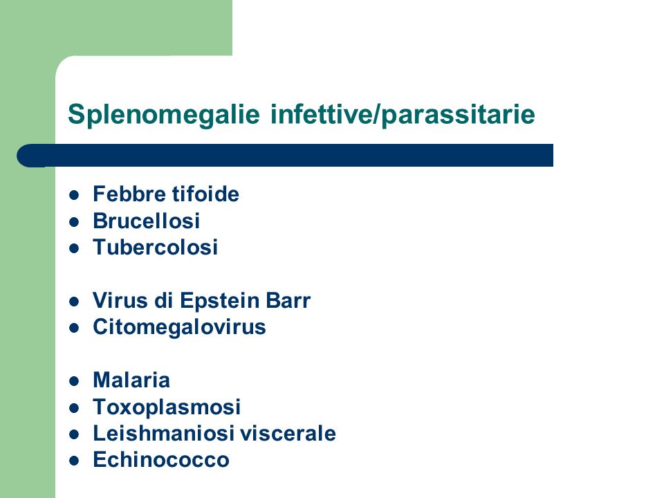 Splenomegalie infettive/parassitarie