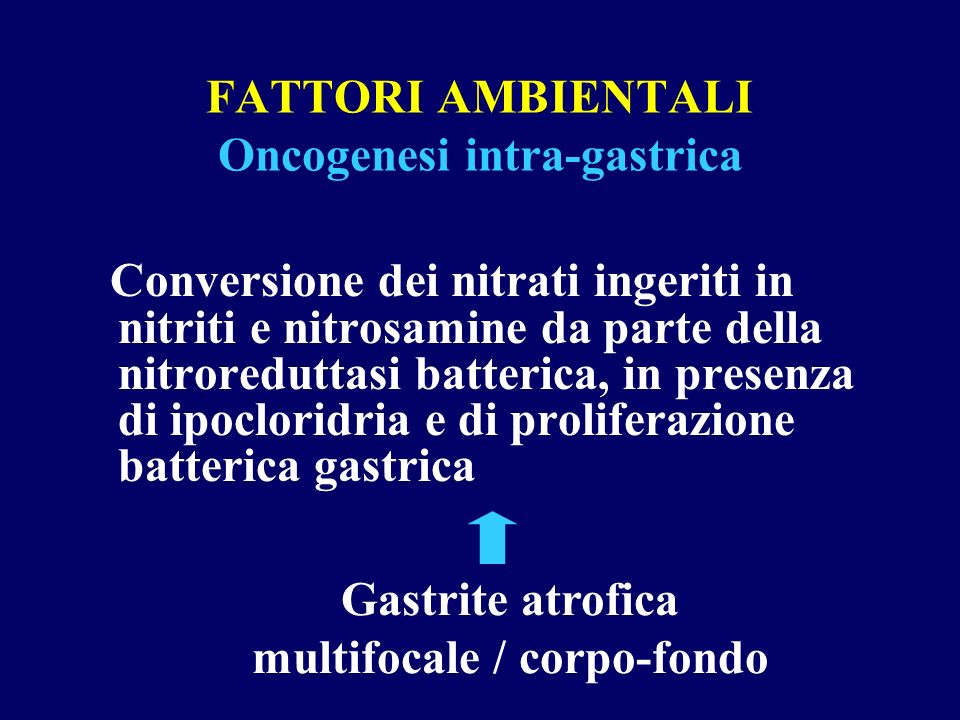 FATTORI AMBIENTALI Oncogenesi intra-gastrica