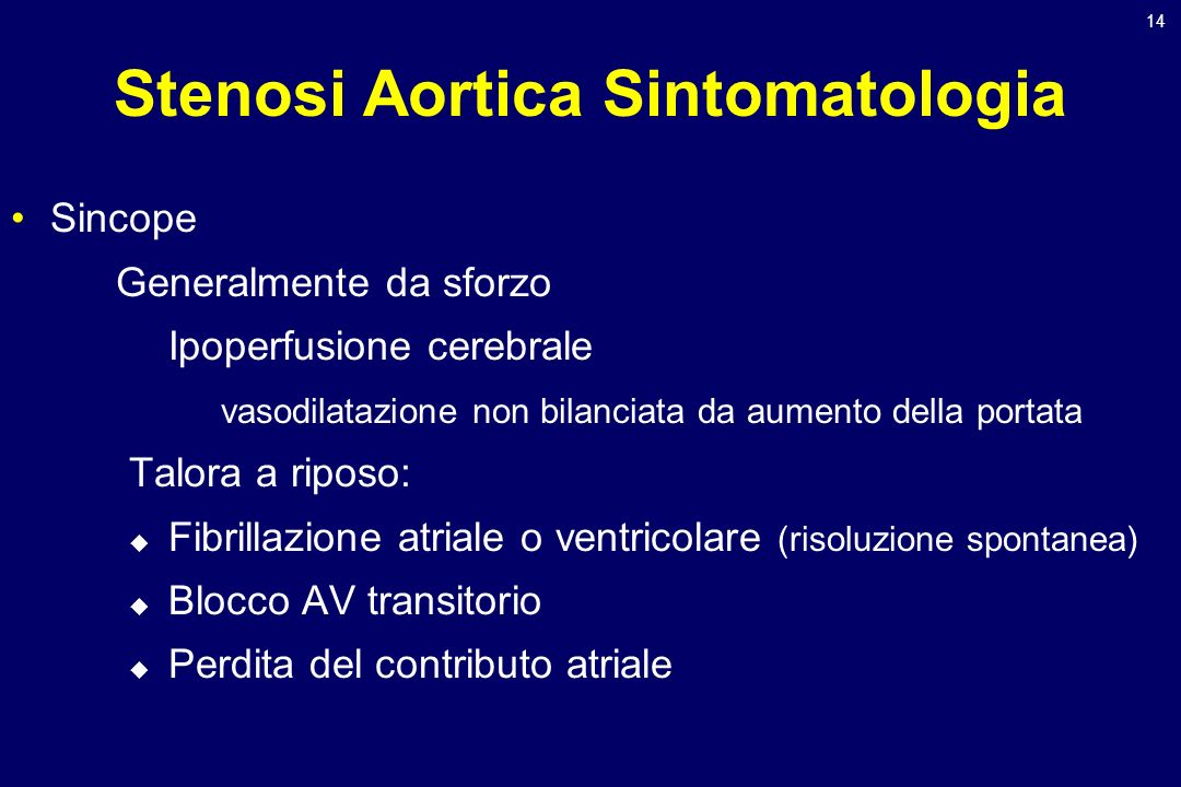 Stenosi Aortica Sintomatologia