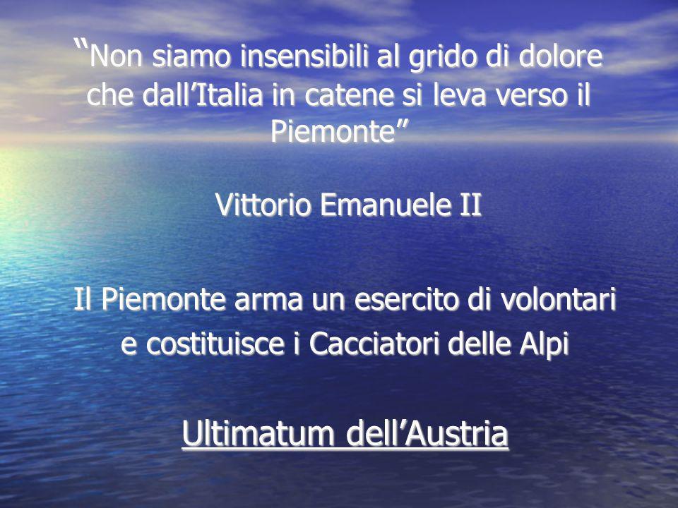 Non siamo insensibili al grido di dolore che dall’Italia in catene si leva verso il Piemonte Vittorio Emanuele II
