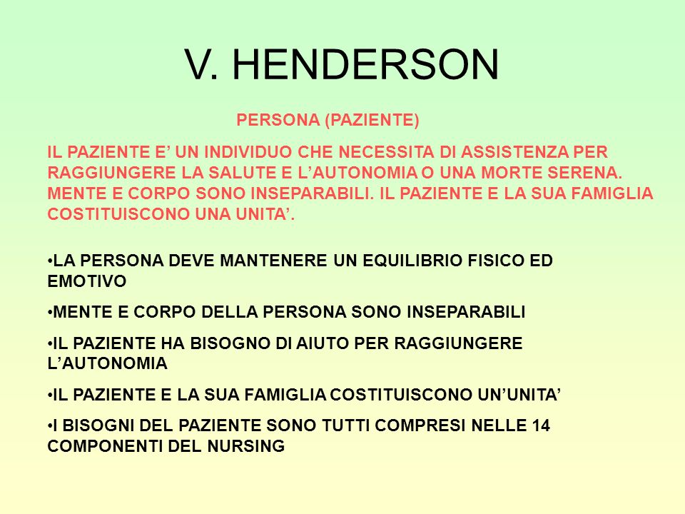 V. HENDERSON PERSONA (PAZIENTE)