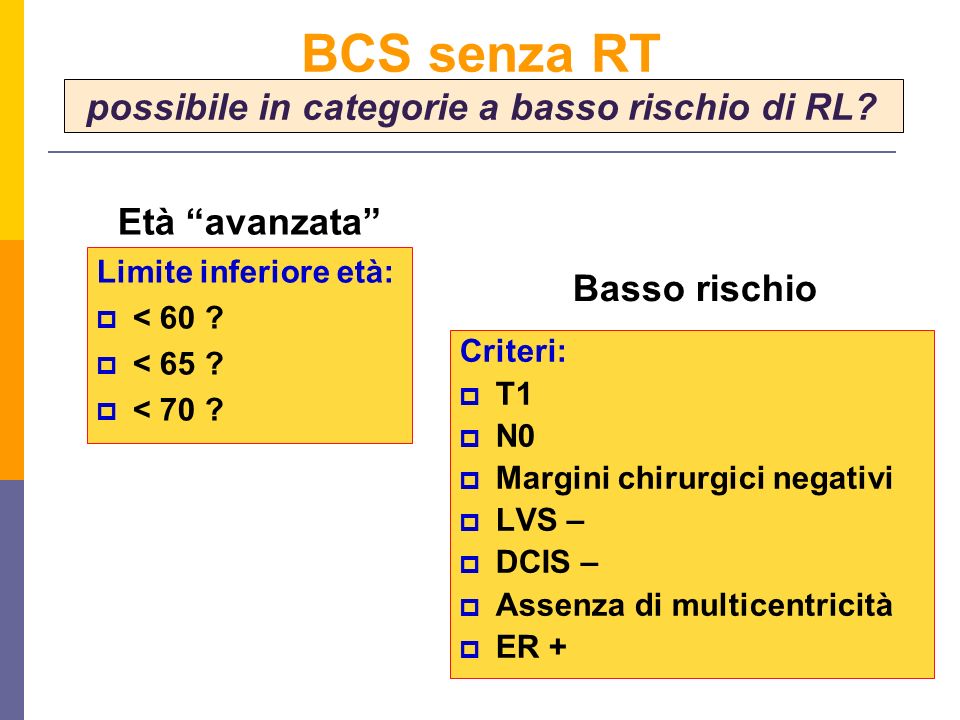 BCS senza RT possibile in categorie a basso rischio di RL