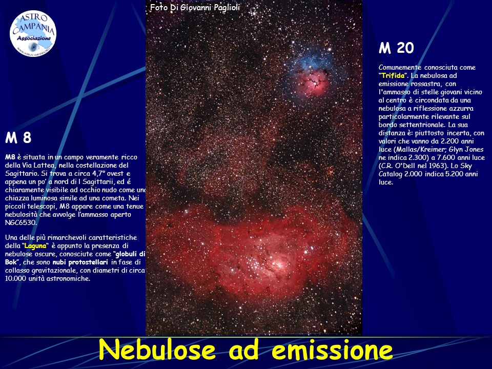 Nebulose ad emissione M 20 M 8 Foto Di Giovanni Paglioli
