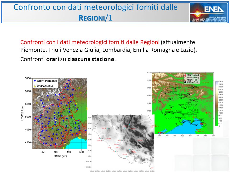 Confronto con dati meteorologici forniti dalle Regioni/1