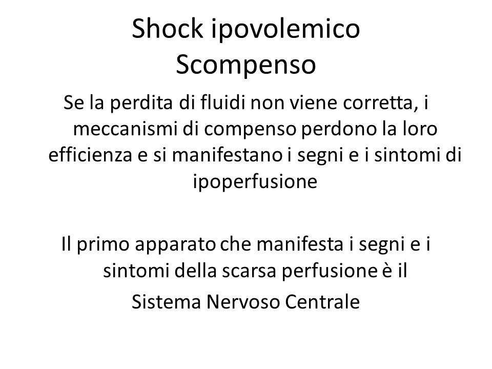 Shock ipovolemico Scompenso