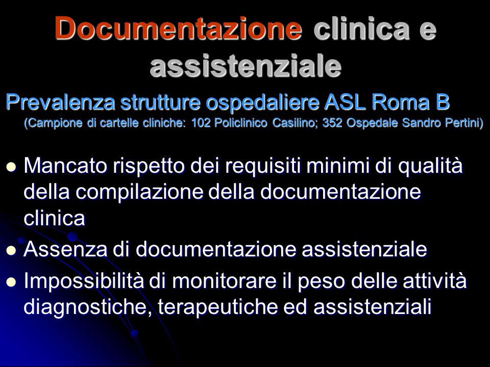 Documentazione clinica e assistenziale