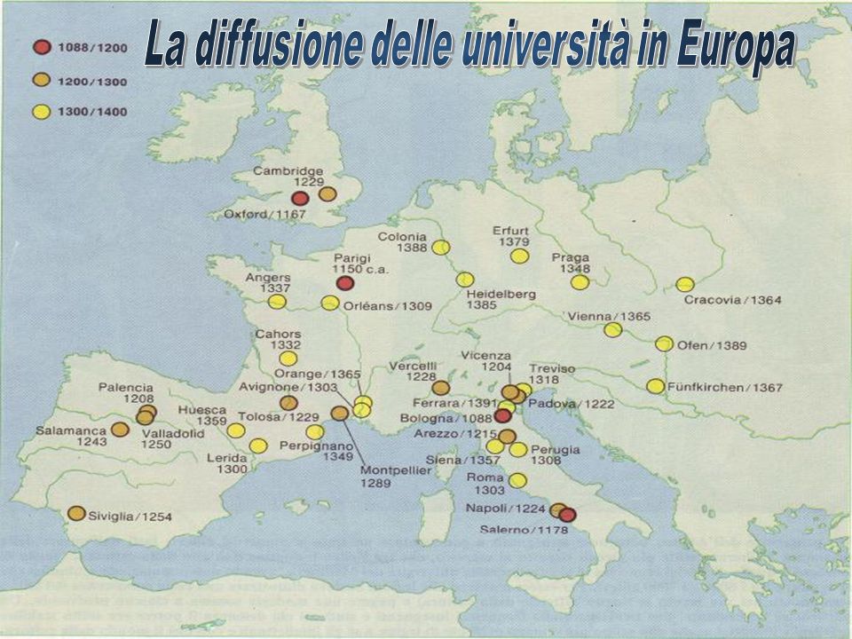 La diffusione delle università in Europa