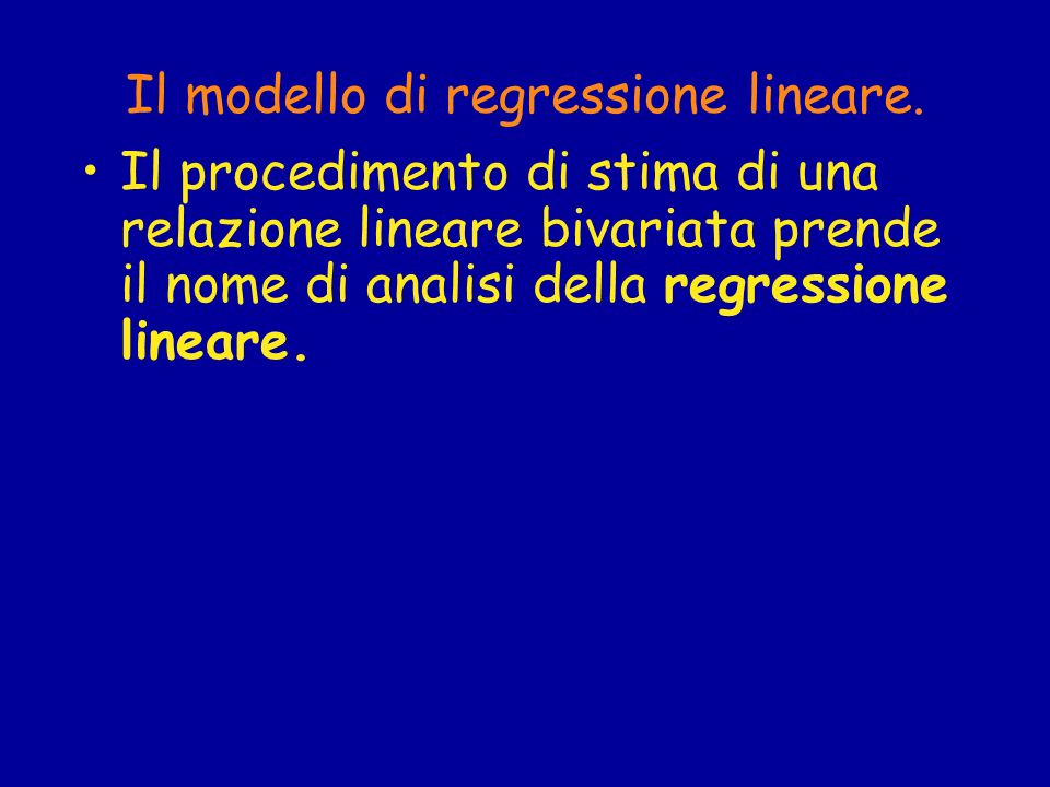 Il modello di regressione lineare.