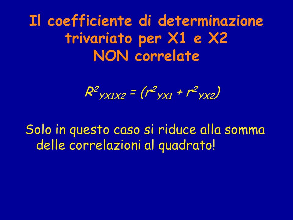 Il coefficiente di determinazione trivariato per X1 e X2 NON correlate