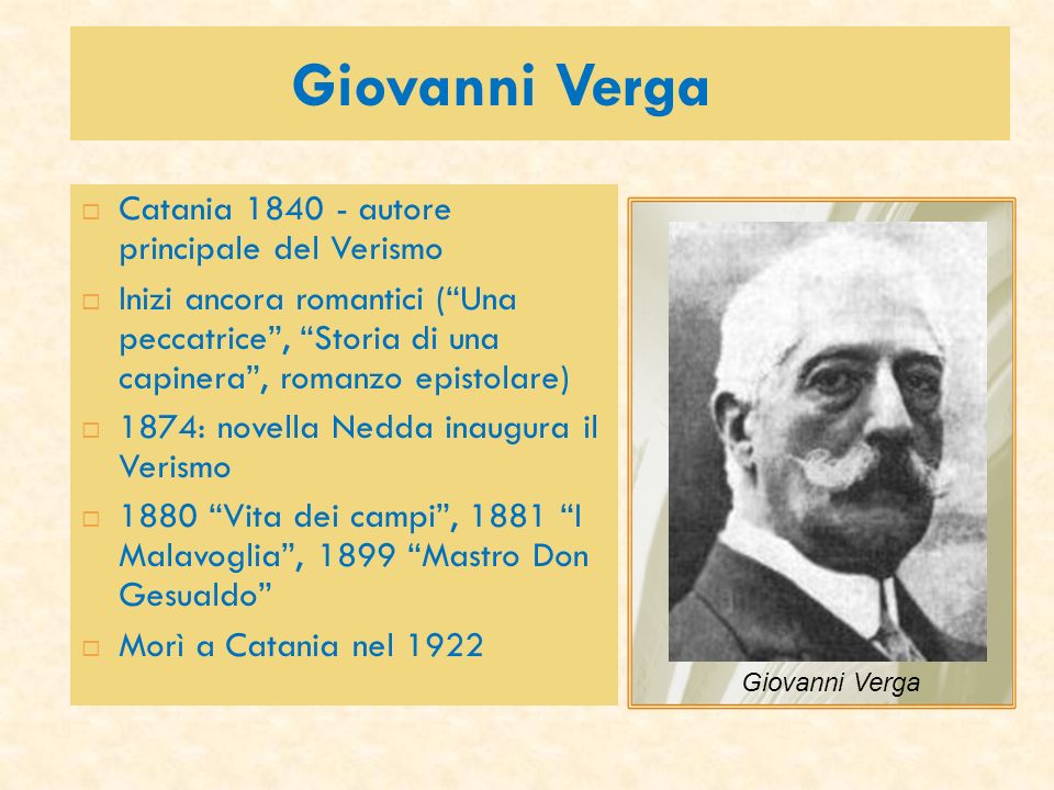 Giovanni Verga Catania autore principale del Verismo