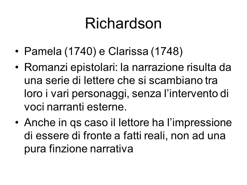Richardson Pamela (1740) e Clarissa (1748)