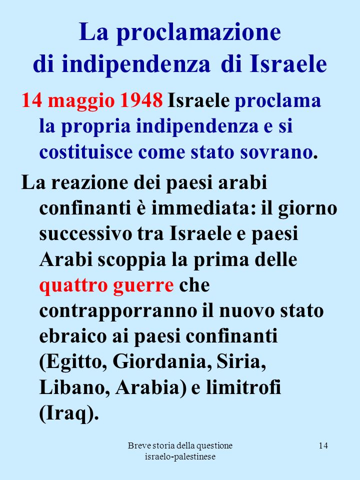 La proclamazione di indipendenza di Israele