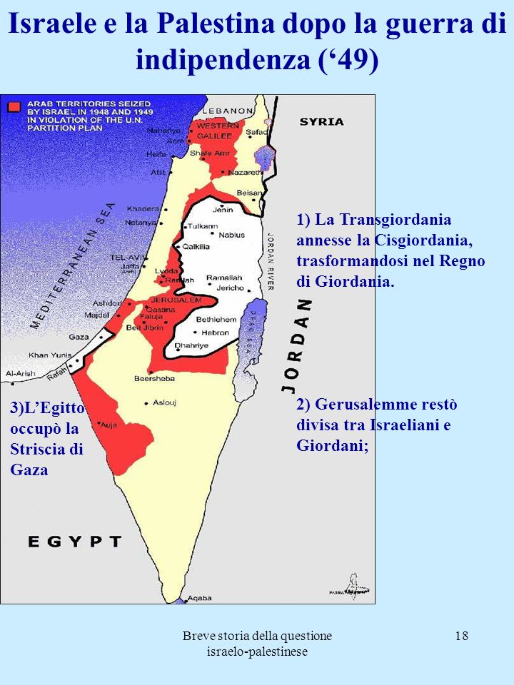 Israele e la Palestina dopo la guerra di indipendenza (‘49)