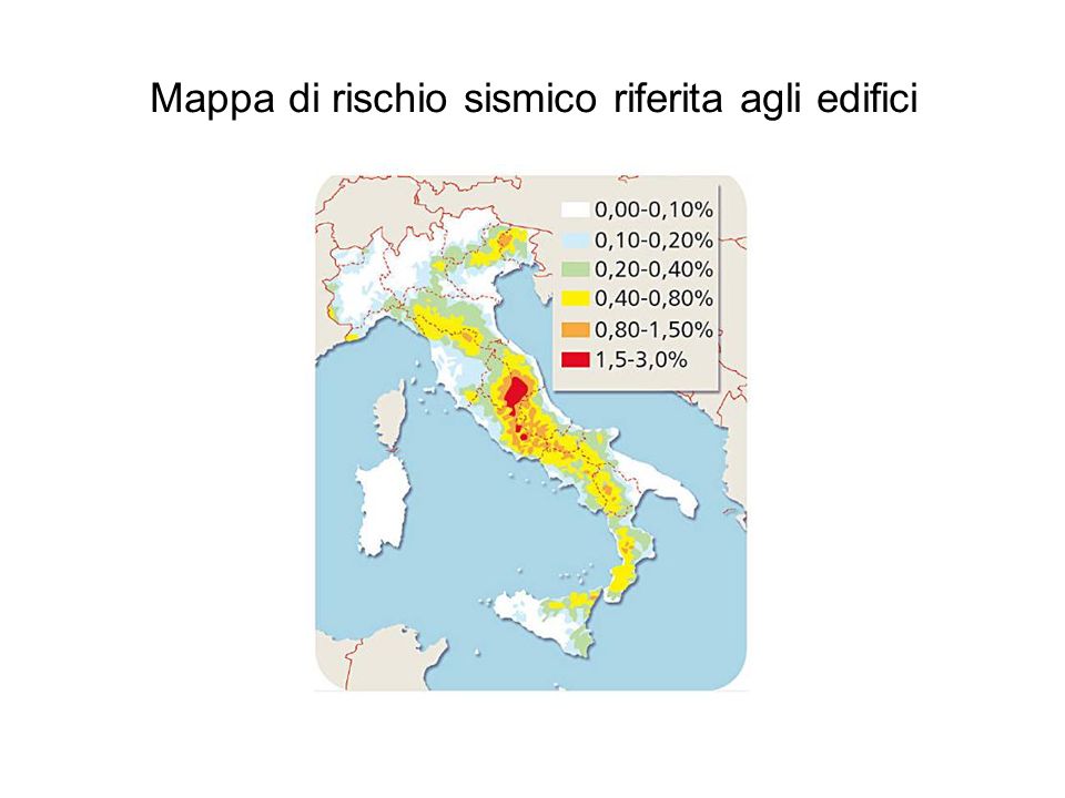 Mappa di rischio sismico riferita agli edifici