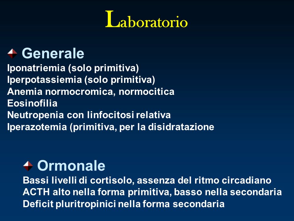 Laboratorio Generale Ormonale Iponatriemia (solo primitiva)